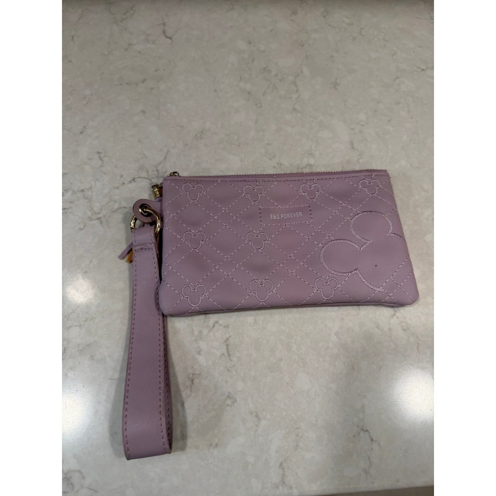 E&G‎ Forever Lavender Purple Quilted Mouse Wristlet Pouch Tassel Wallet